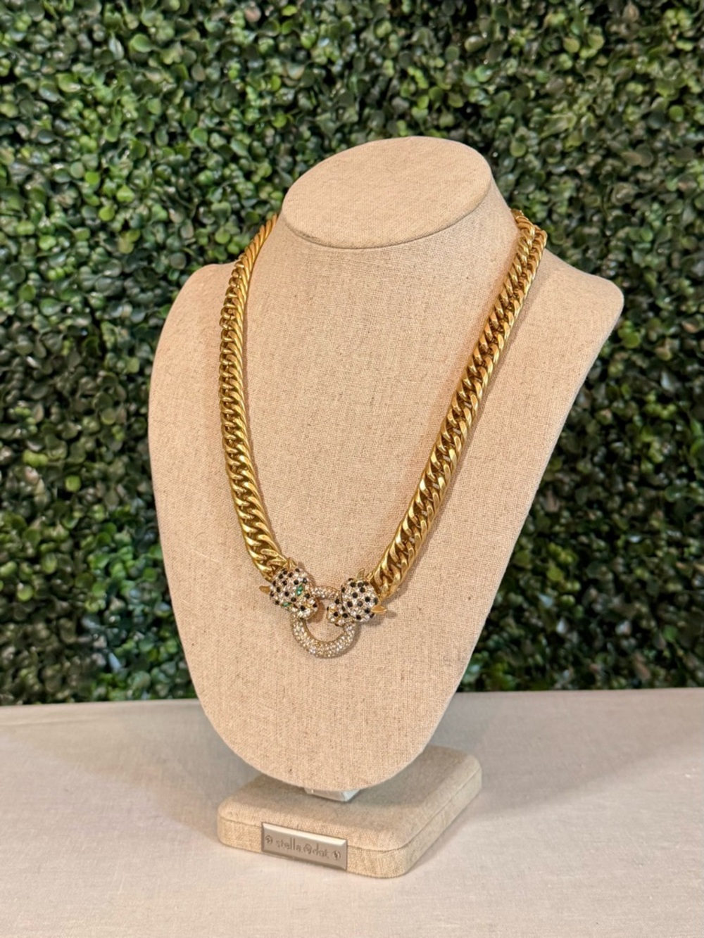 Cabi Gold-Tone Pavé Jaguar Head Statement Necklace